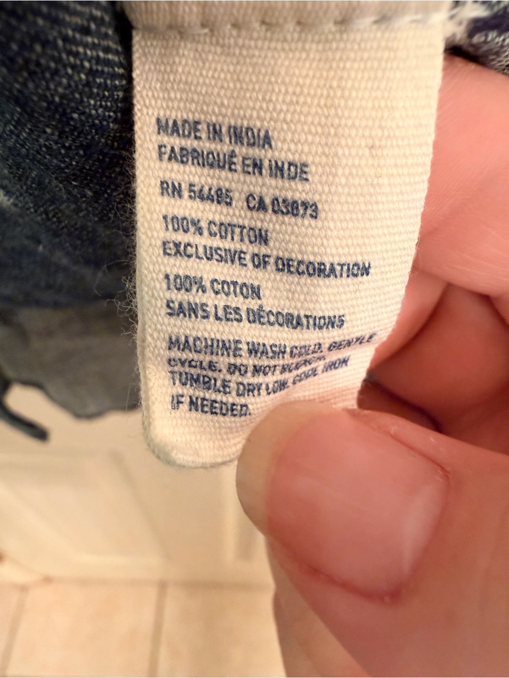 American Eagle Outfitters Chambray Button-Up Shirt in Blue with White Motifs - Picture 3 of 5